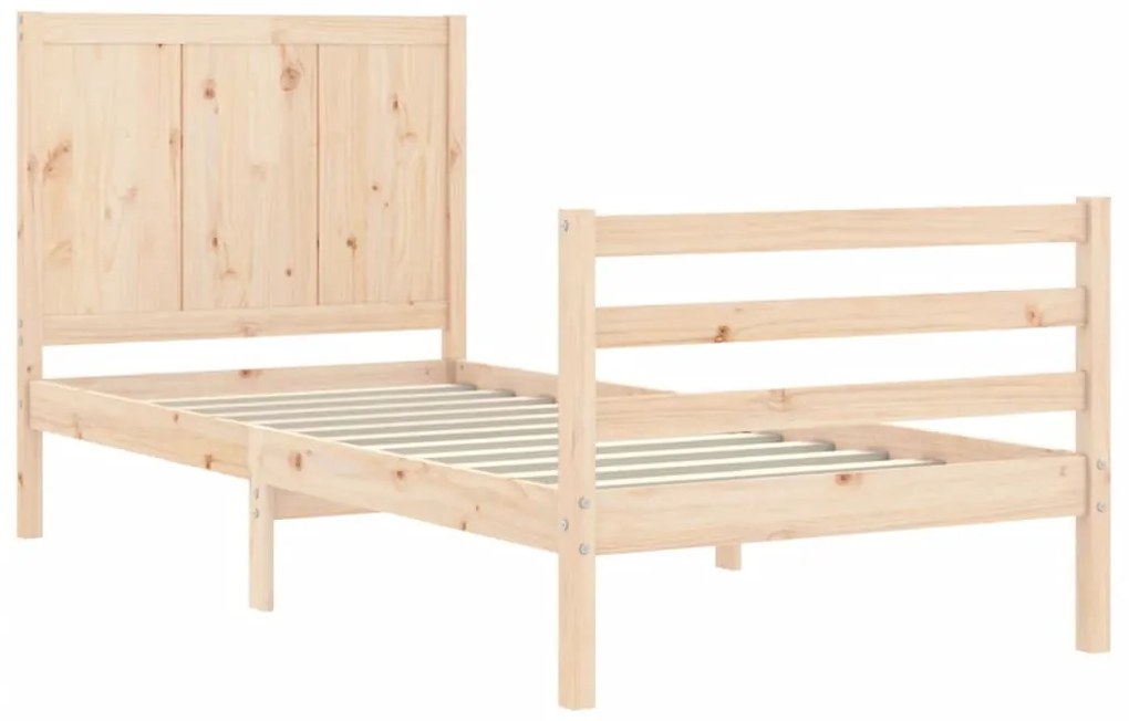 Estrutura cama de solteiro pequena c/ cabeceira madeira maciça