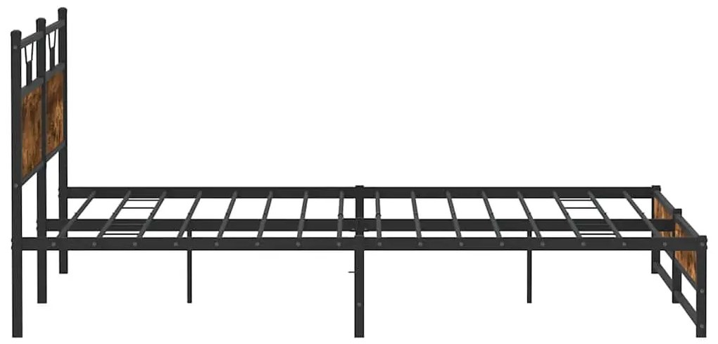 Estrutura de cama sem colchão 200x200cm metal carvalho fumado