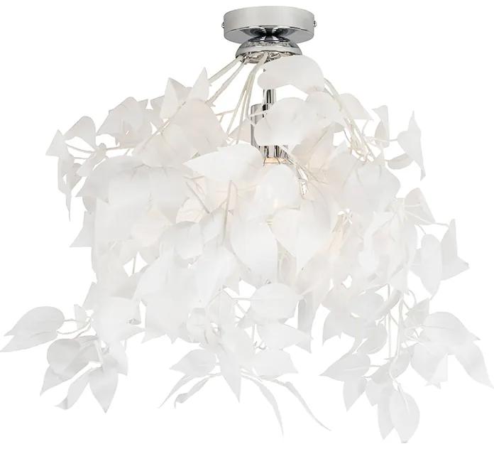 Lâmpada de teto romântica branca com folhas - Feder Moderno