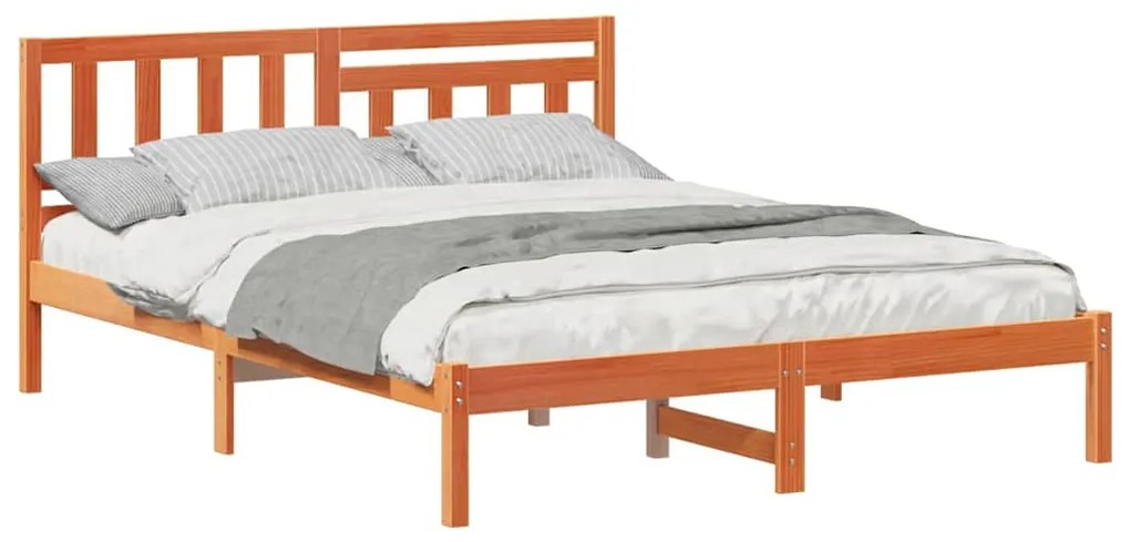 Estrutura da Cama com cabeceira Castanho-mel 150 x 200 cm