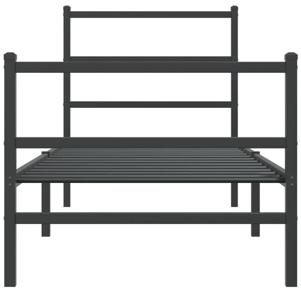 Estrutura de cama com cabeceira e pés 80x200 cm metal preto