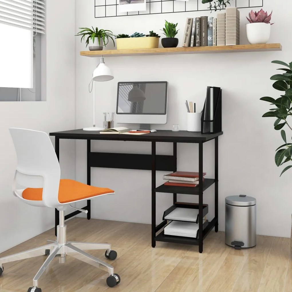 vidaXL Secretária de computador 105x55x72 cm MDF e metal preto