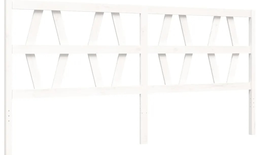 Estrutura de cama com cabeceira 200x200cm madeira maciça branco