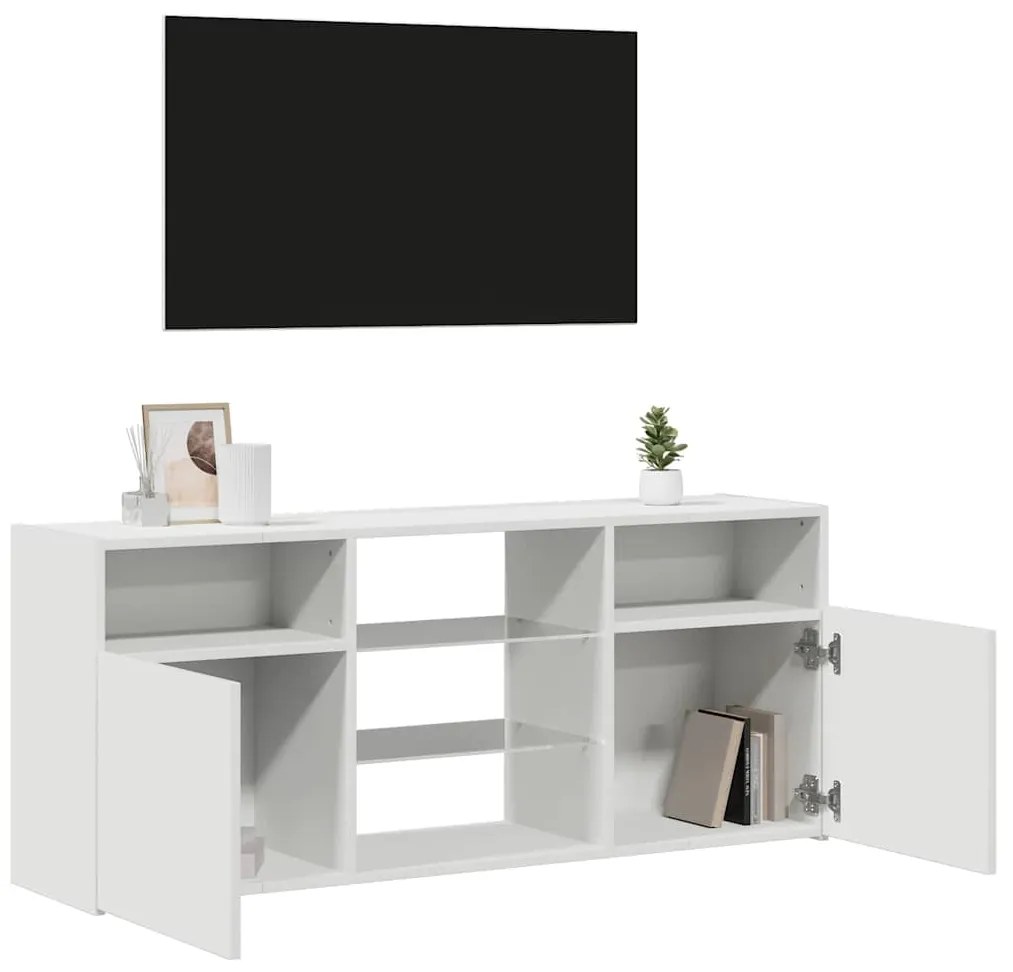 Móvel de TV com luzes LED 120x30x50 cm branco