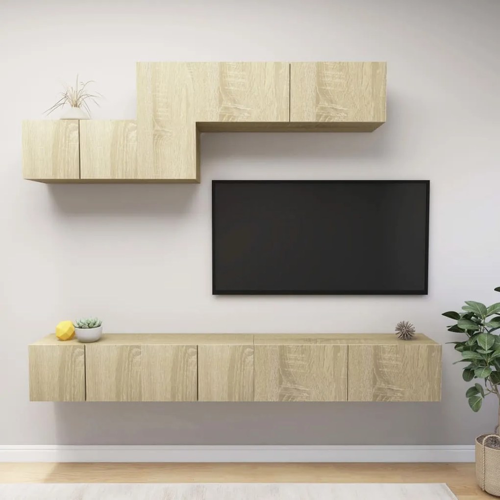 vidaXL 6pcs conjunto de móveis de TV derivados madeira carvalho sonoma