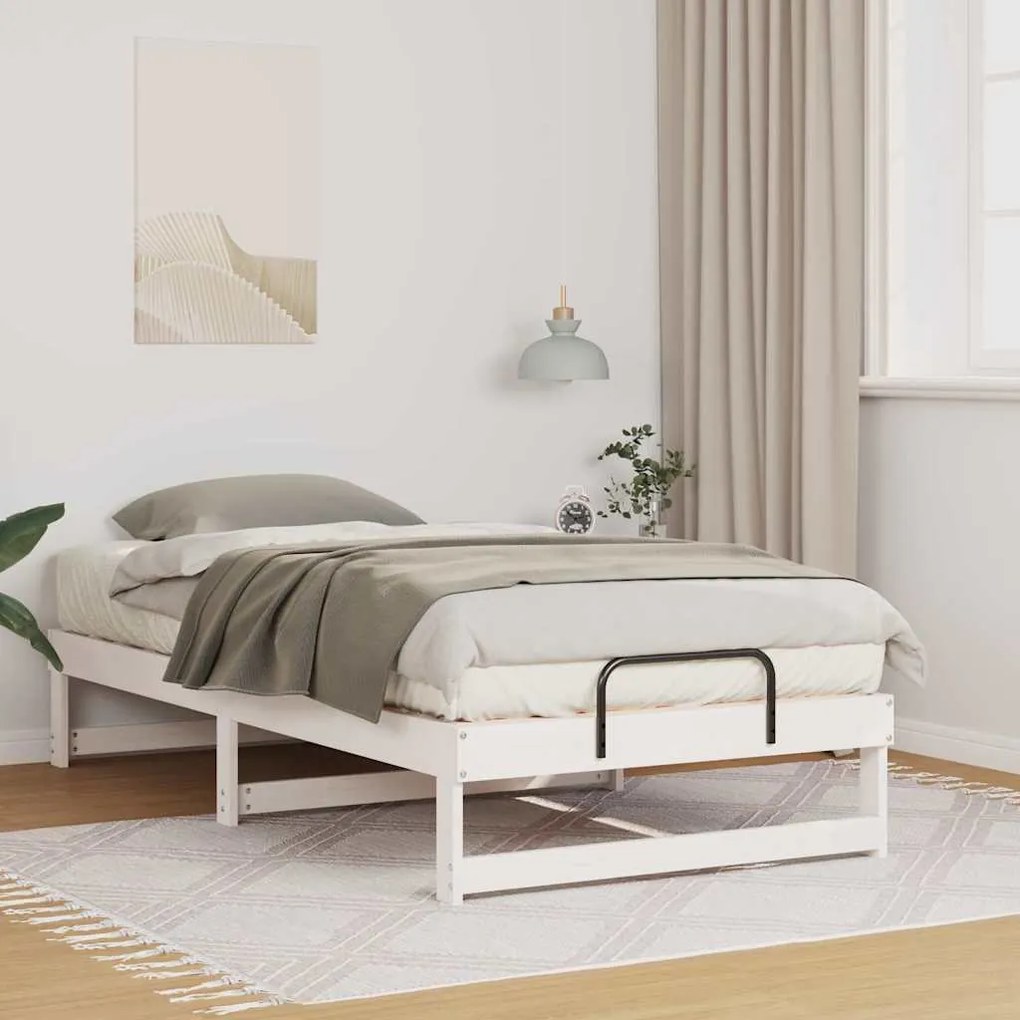 vidaXL Estrutura da Cama Branco 75 x 190 cm Madeira de Pinheiro Sólida