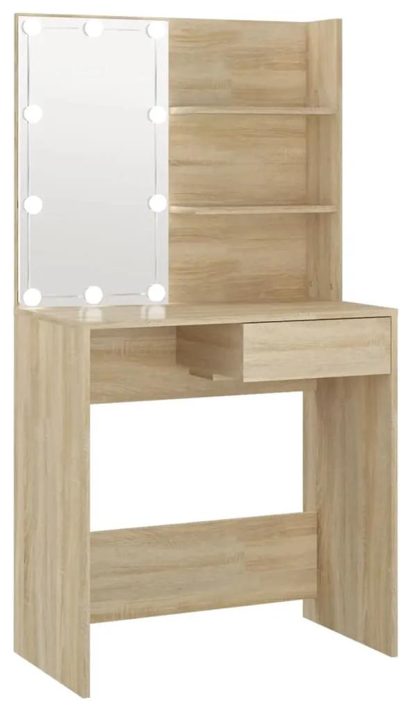 Toucador Elma com Espelho e Luzes LED - Carvalho - Design Moderno
