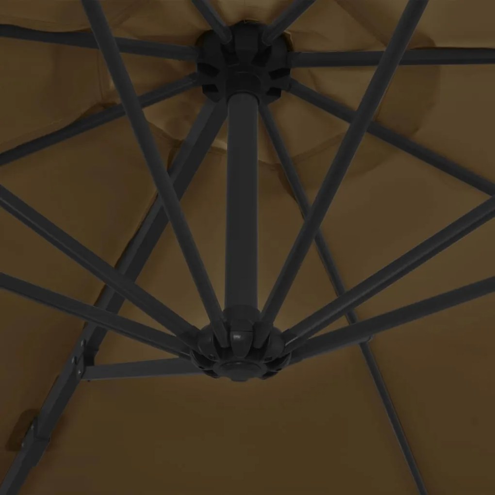 Guarda-sol de jardim com base portátil cinzento-acastanhado