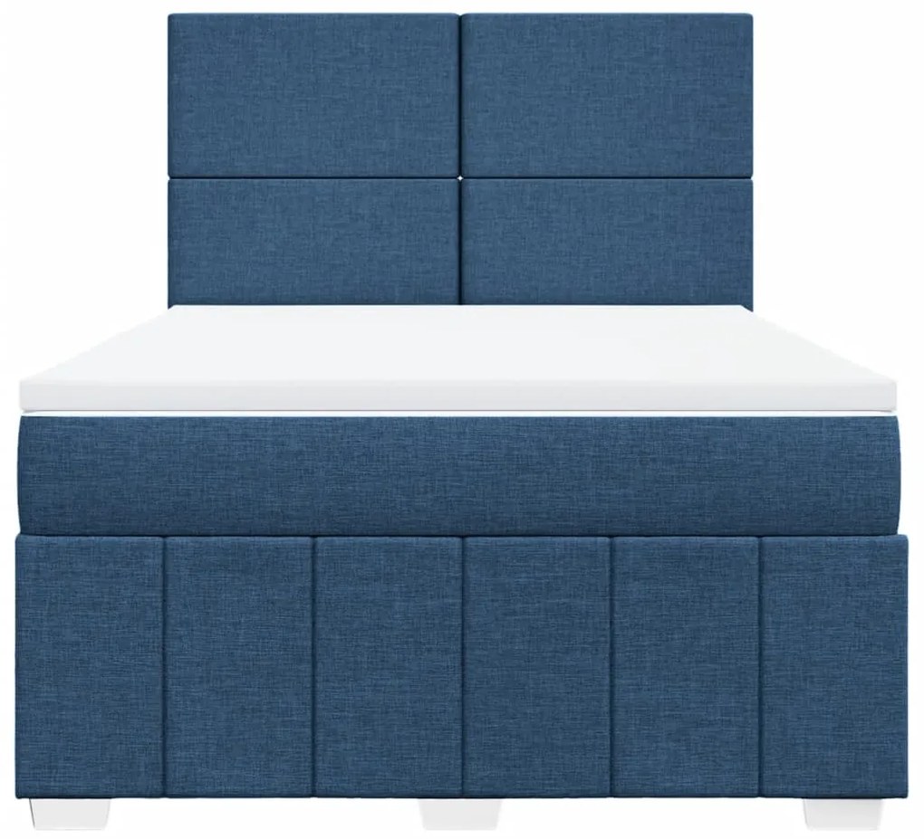 Cama com molas/colchão 140x200 cm tecido azul