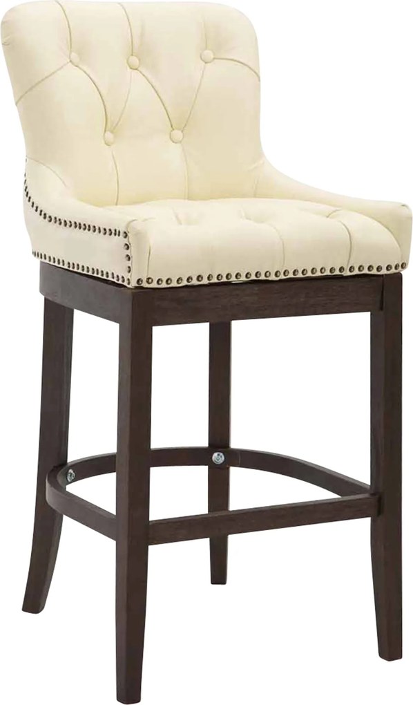 Banco de bar Lakewood em couro verdadeiro, creme