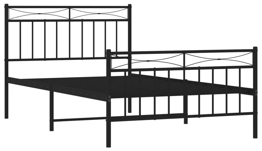 Estrutura de cama com cabeceira e pés 107x203 cm metal preto