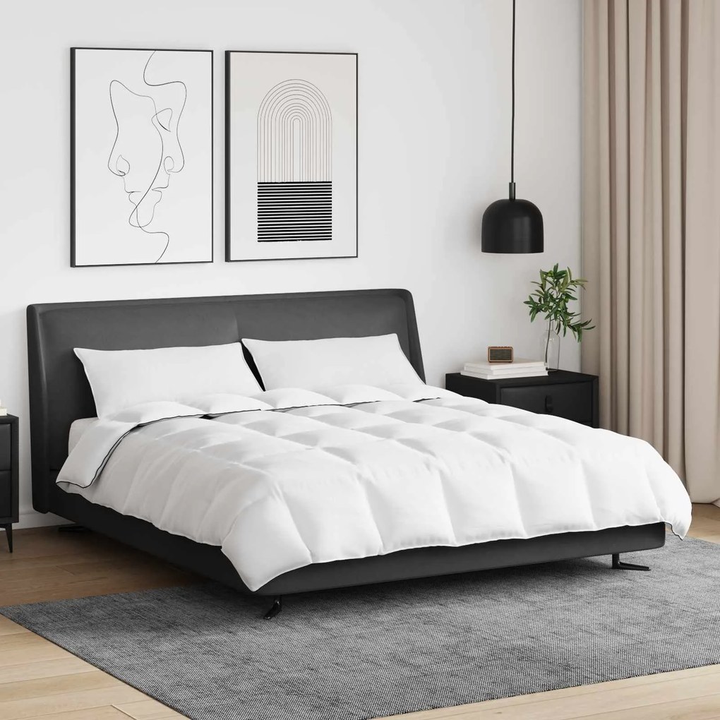 vidaXL Edredom de Inverno com travesseiro 3 pcs Branco Pena de ganso