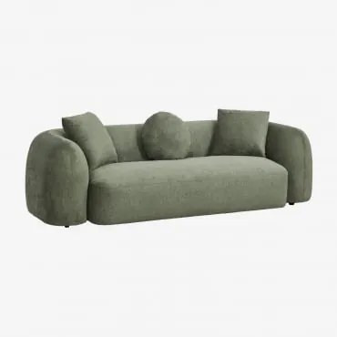 Sofá De 3 Lugares Em Chenille Coco Tecido Chenille Verde Sálvia - Sklum
