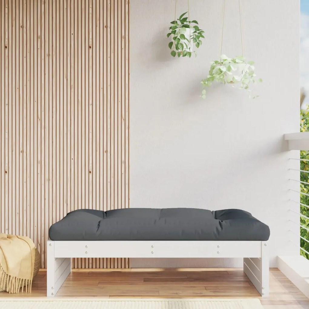 vidaXL Apoio de pés para jardim 120x80 cm pinho maciço branco