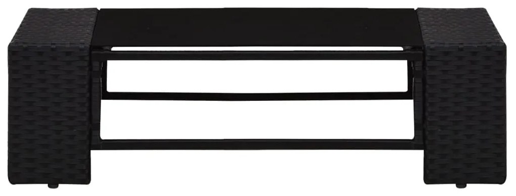 8 pcs conjunto lounge para jardim vime PE preto