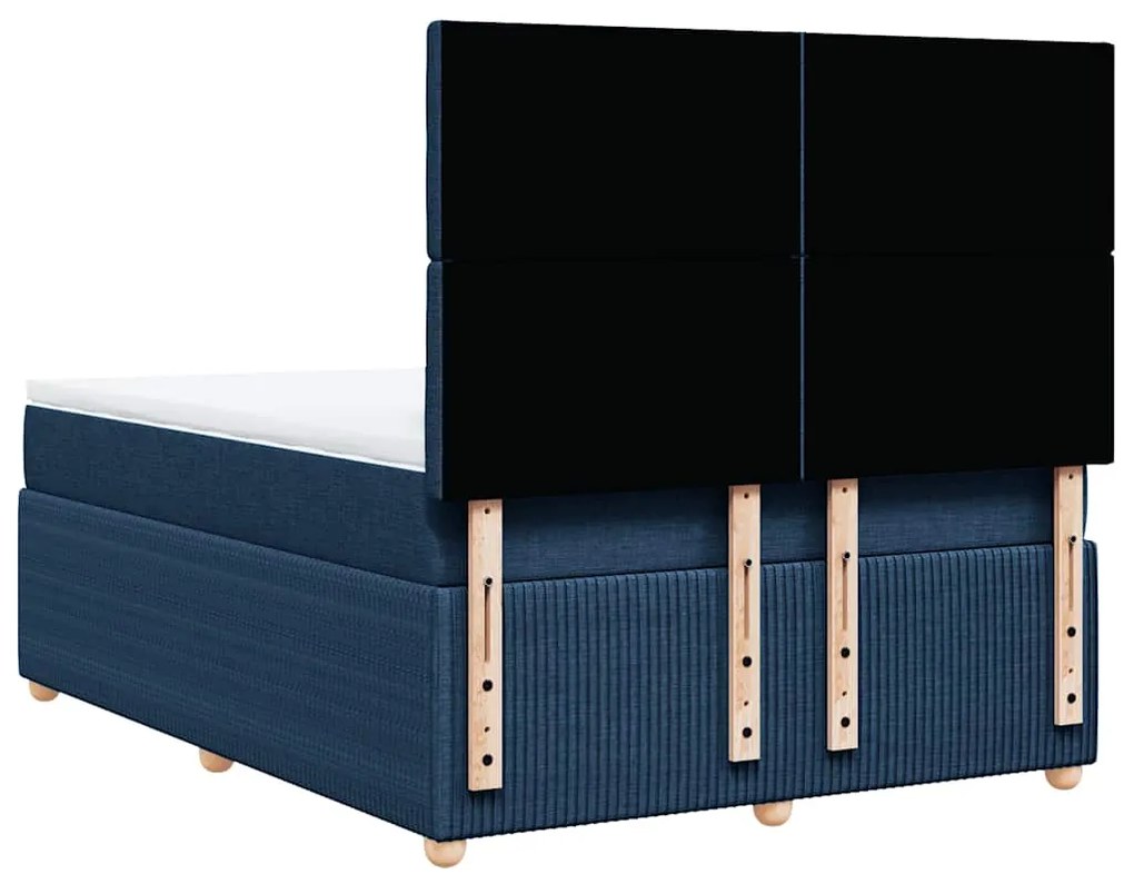 Cama com molas/colchão 140x200 cm tecido azul