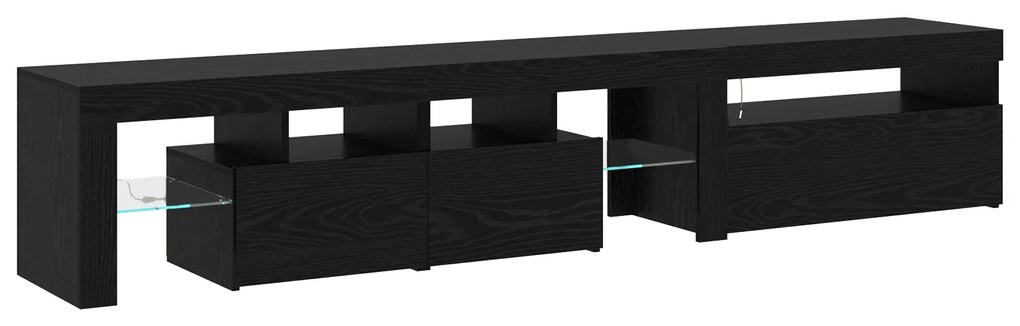 Armários para TV vidaXL 2 pcs com Luzes LED Carvalho Preto Madeira Eng