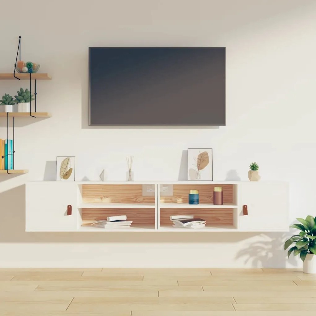 818388 vidaXL Armários de parede 2 pcs 80x30x30 cm pinho maciço branco