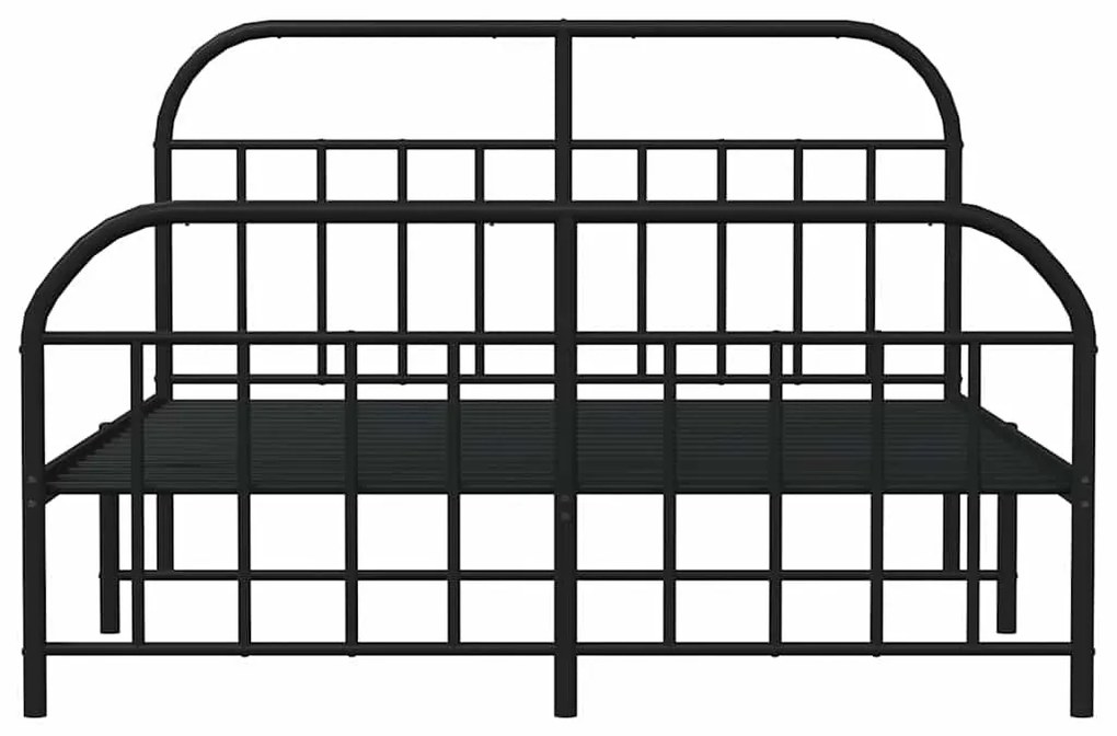 Estrutura de cama com cabeceira e pés 150x200 cm metal preto