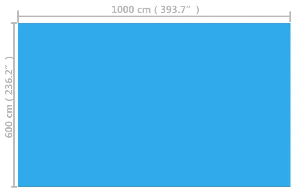 Cobertura retangular para piscina 1000x600 cm PE azul