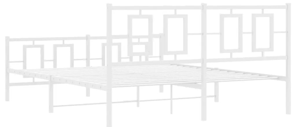 Estrutura de cama com cabeceira e pés 160x200 cm metal branco