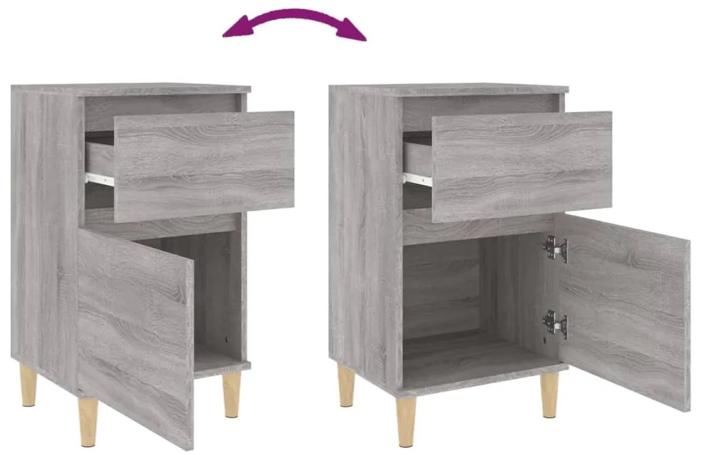 Mesas de cabeceira 2 pcs 40x35x70 cm cinzento sonoma