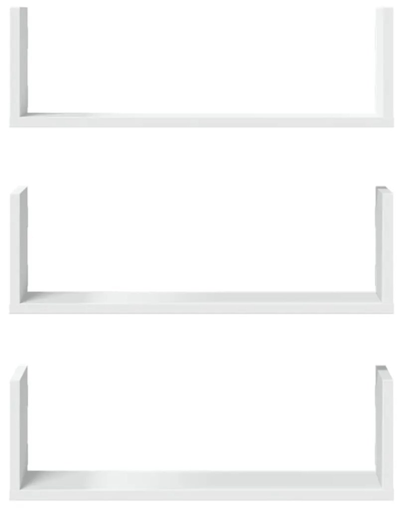 Prateleiras de parede 3 pcs 58x18x18cm derivados madeira branco