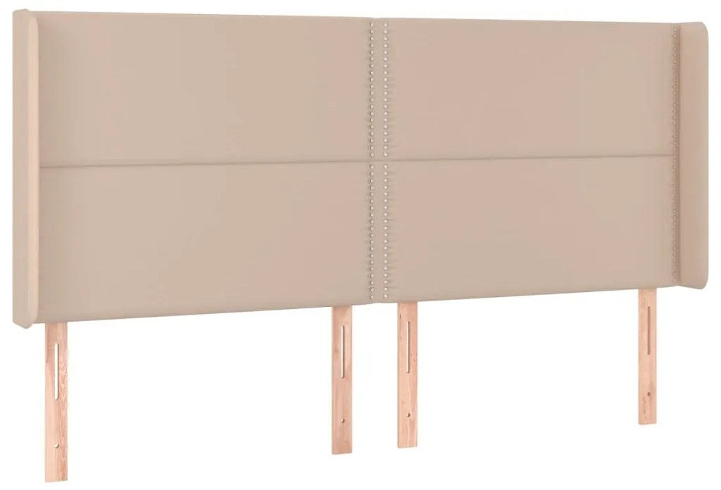 Cabeceira cama c/ LED couro artif. 163x16x118/128 cm cappuccino