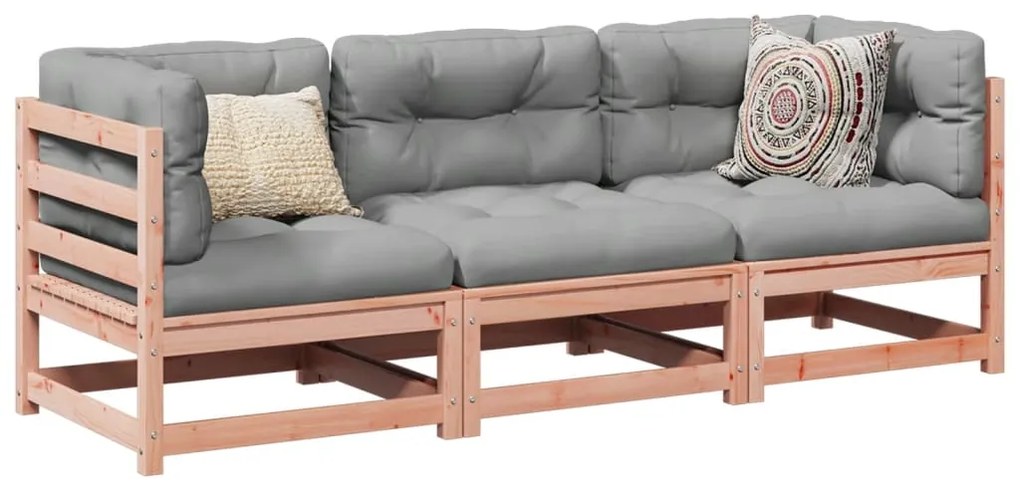 vidaXL 3 pcs conj. sofás jardim madeira abeto-de-douglas