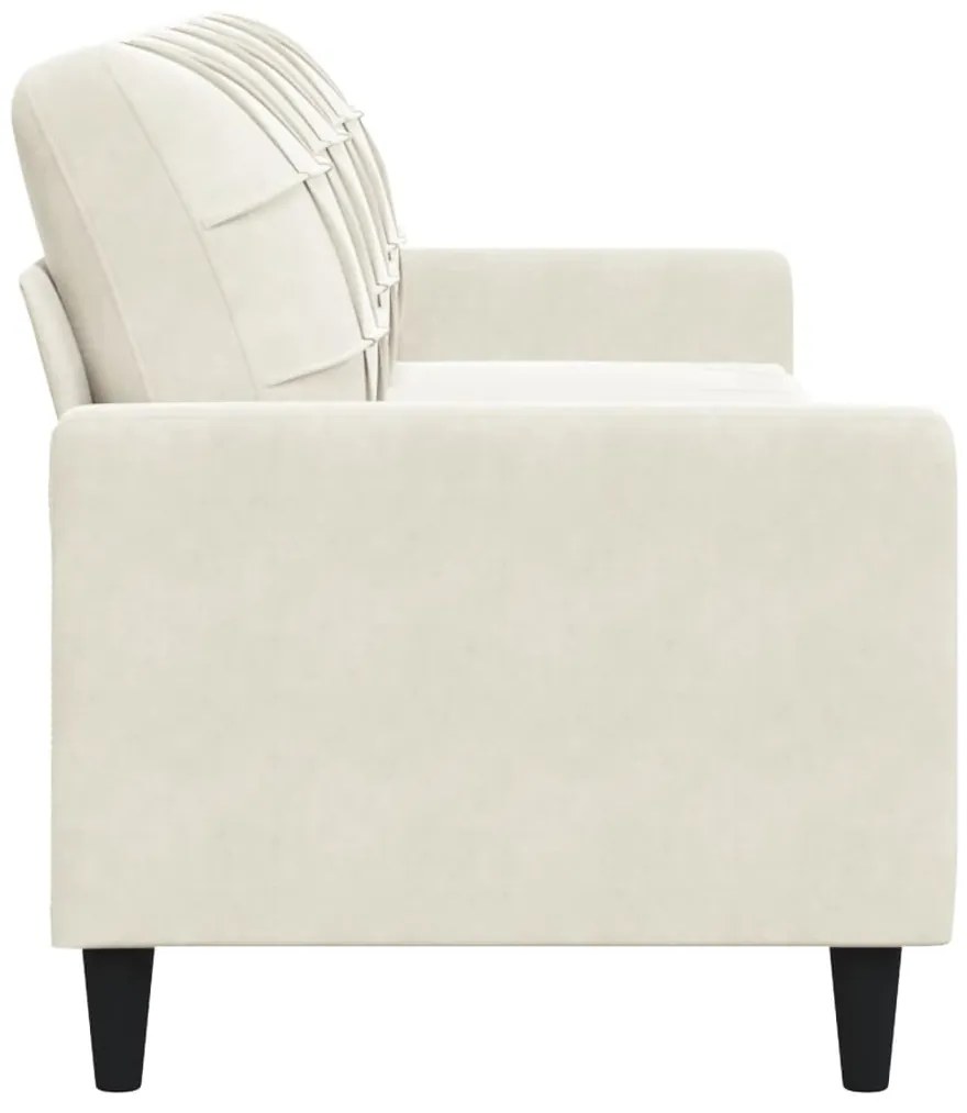 Sofá de 3 lugares 210 cm veludo cor creme