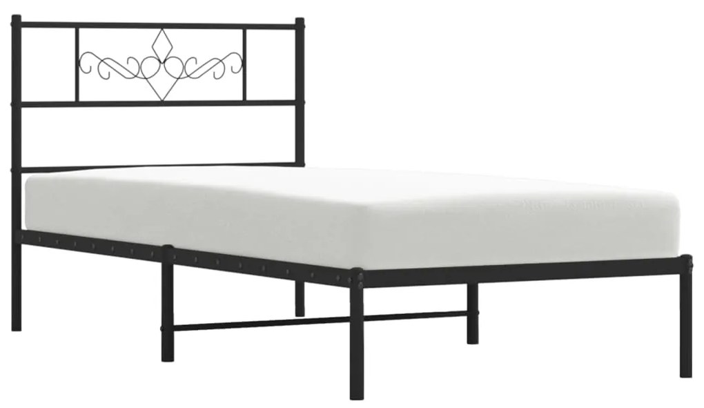 Estrutura de cama com cabeceira 100x190 cm metal preto