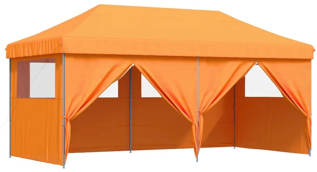Tenda para festas pop-up dobrável c/ 4 paredes laterais laranja