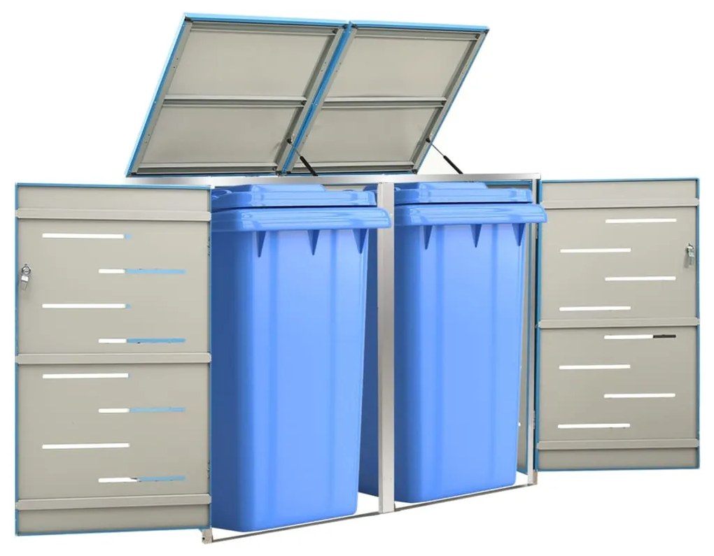 vidaXL Abrigo duplo para caixote do lixo 138x77,5x112,5 cm aço inox