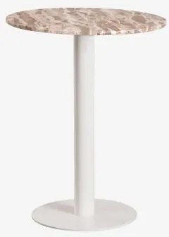 Mesa De Bar Redonda Em Pedra Natural Xiren Ø60 Cm & Mármore Bege Panther & Branco Glacial - Sklum