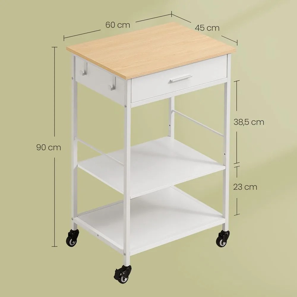 Carrinho de cozinha 47 x 60 x 90 cm bege-branco