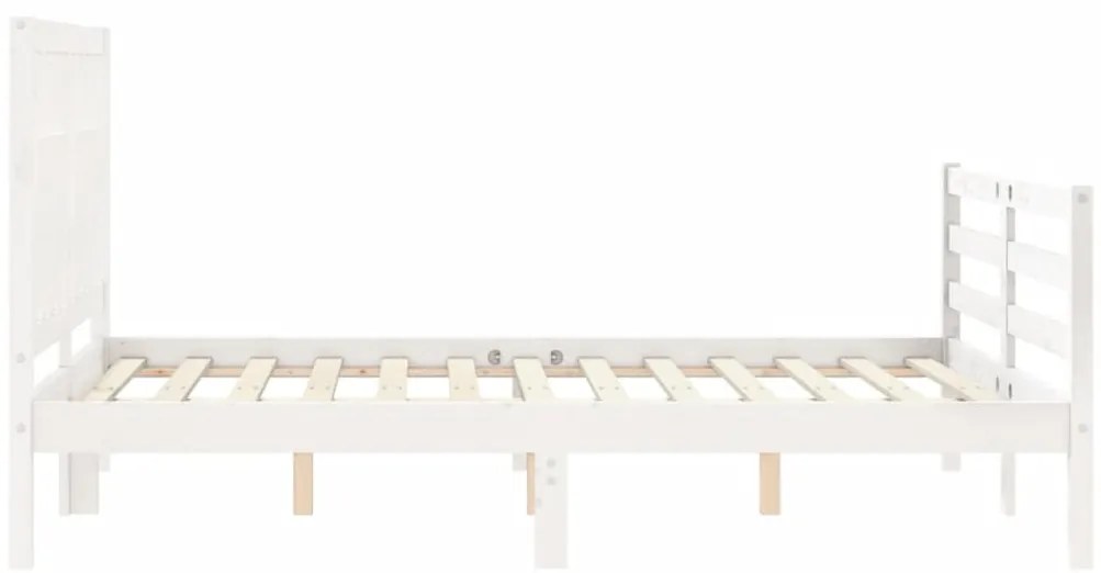 Estrutura de cama com cabeceira 140x190cm madeira maciça branco