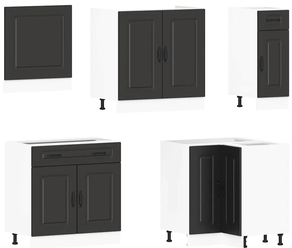 11 peças armário de cozinha conjunto Kalmar preto