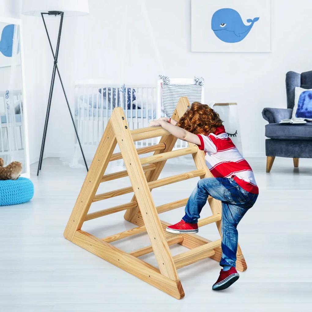 Escada de madeira triangular Escada de madeira para crianças com mais de 3 anos de idade 93 x 46 x 81 cm Natural