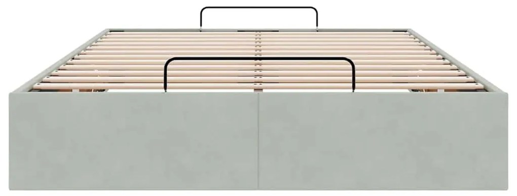 Otomano Bed Frame No Colchão Cinzento Claro 120x190 cm Veludo