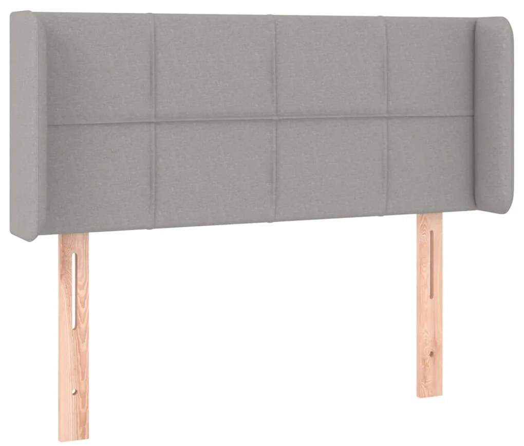 Cabeceira de cama c/ luzes LED tecido 93x16x78/88cm cinza-claro