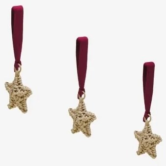Pack De 3 Enfeites De Natal Em Corda Trançada Valien Vermelho Burdeos - Sklum