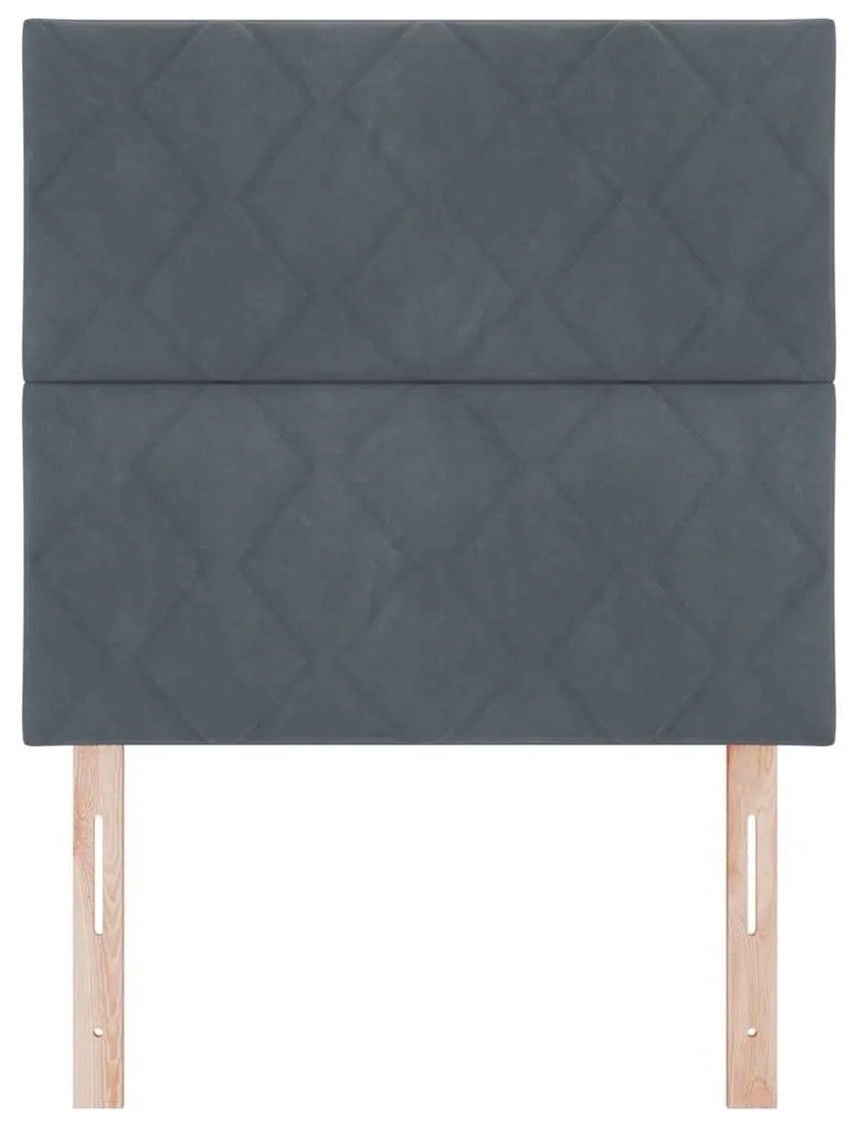 Cabeceira em Veludo Cinza Escuro de 90cm com Design de Blocos de Diama