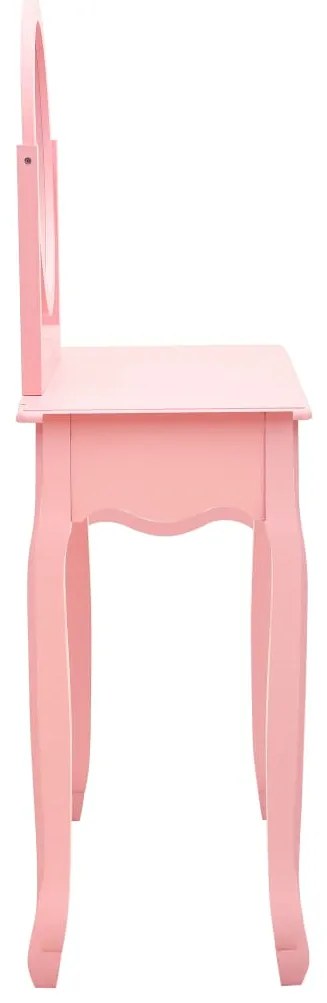 Toucador c/ banco 65x36x128 cm MDF e madeira de paulownia rosa
