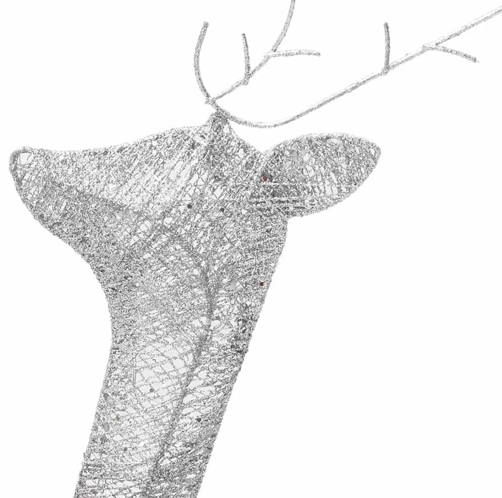 Família de renas de Natal 270x7x90 malha branco prateado