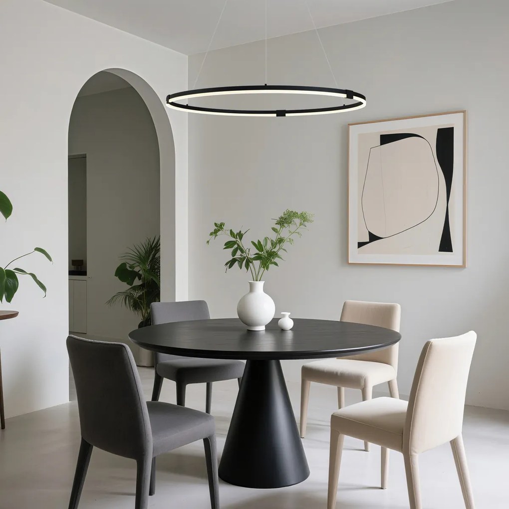 Candeeiro suspenso de design preto 120cm Incl. LED regulável em 3 níveis - Anello