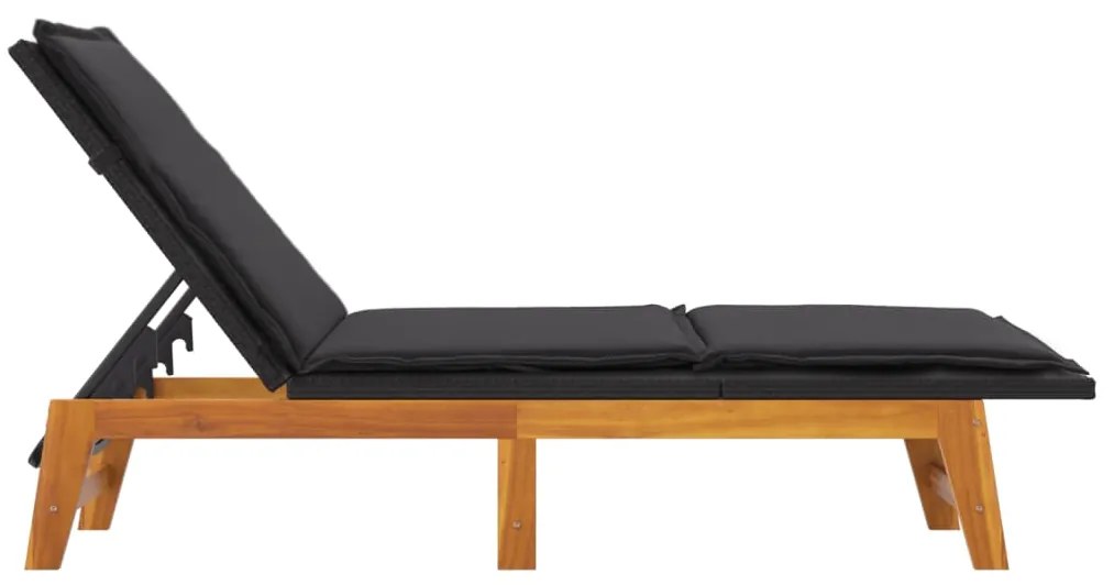Espreguiçadeira com mesa vime PE e madeira de acácia maciça
