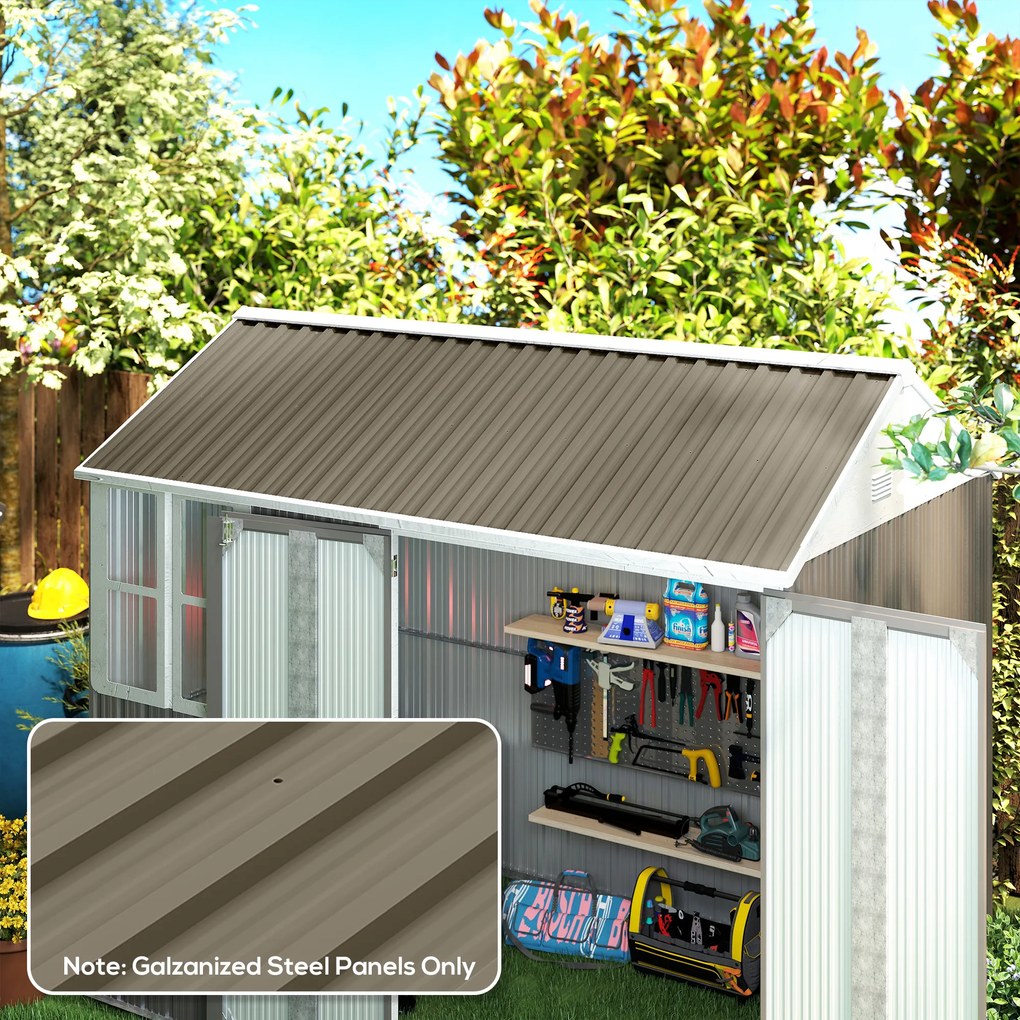 Conjunto de 12 Painéis para Telhado de Aço Galvanizado 7m² para Abrigos e Garagens 129x45cm Castanho