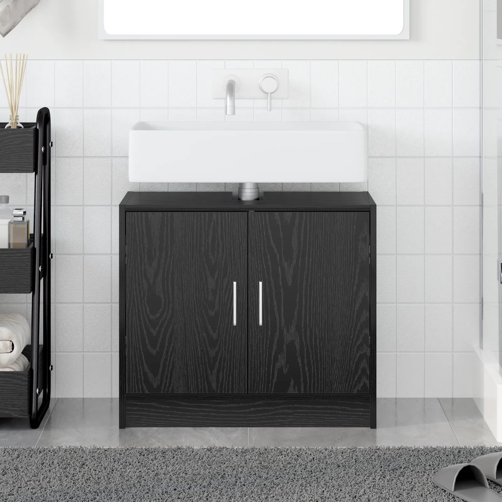 vidaXL Armário de Pia Carvalho Preto 63x29x55 cm Madeira Engenheirada