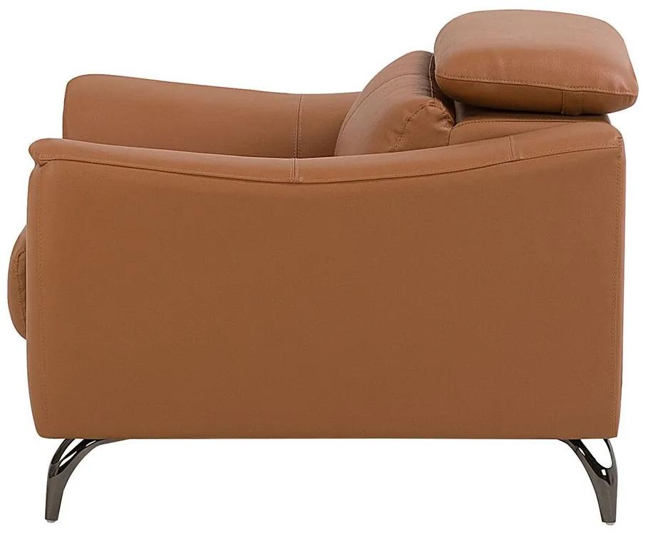 Conjunto de sofás reclináveis de 4 lugares em pele castanha dourada NARWIK Beliani