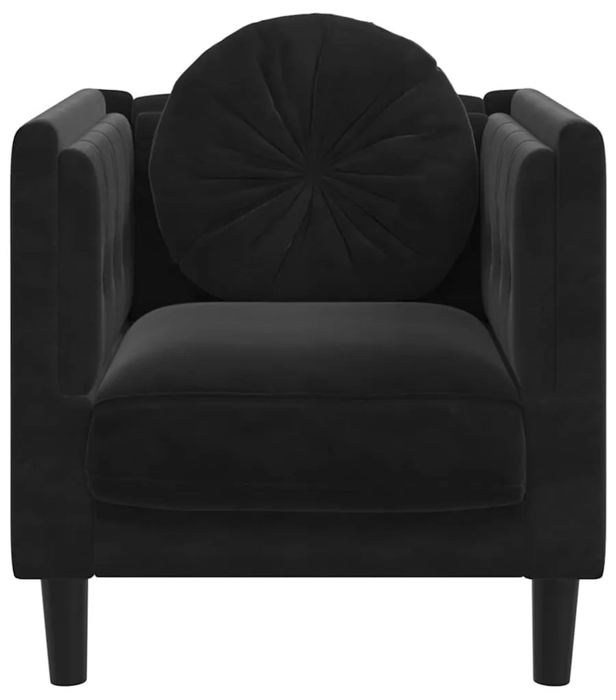 Poltrona com almofadão veludo preto